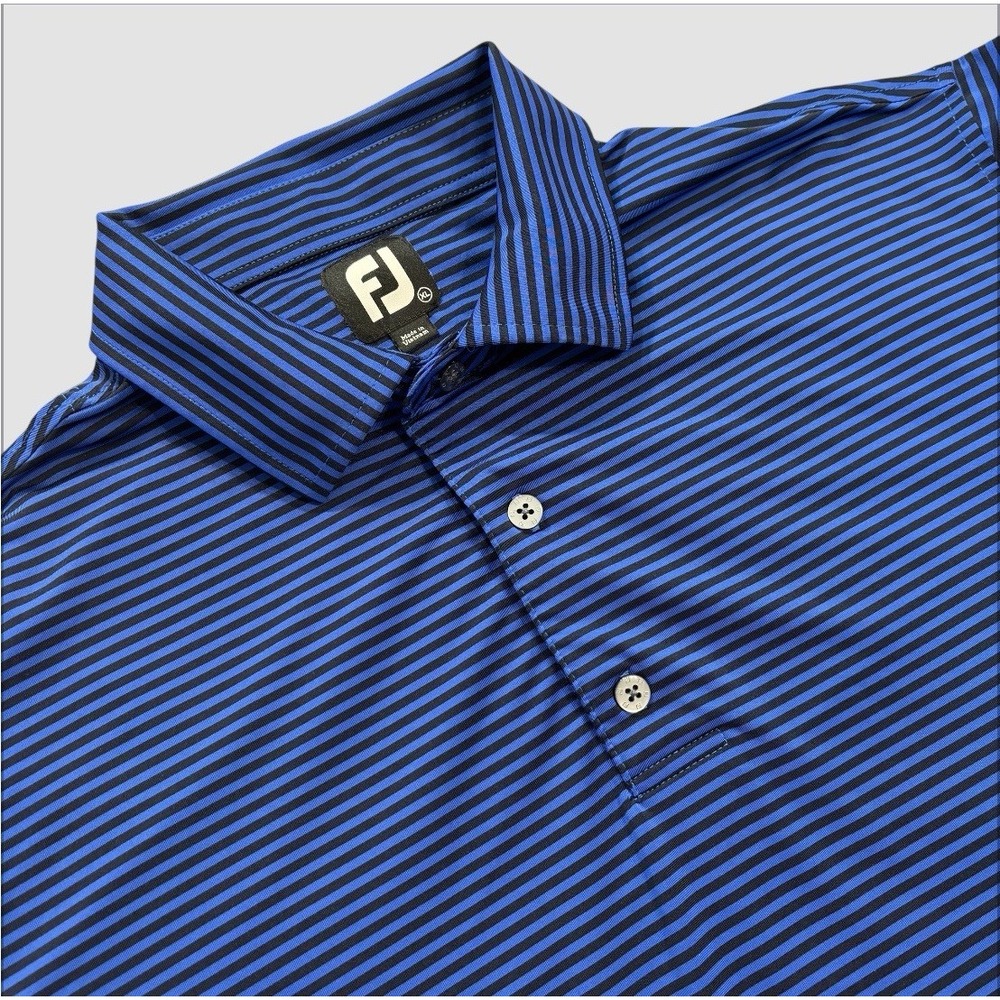 FootJoy FJ Golf Polo Men's‎ XL Striped Blue Black Short Sleeve Polo Shirt